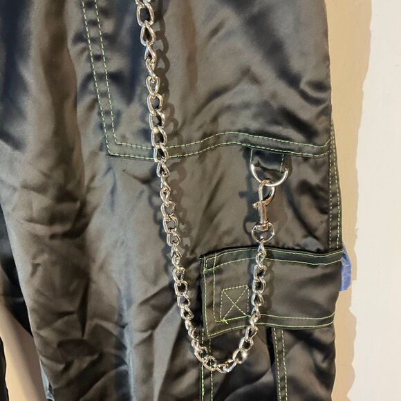 Dolls Kill Punk Trap Chain Cargo Oversized Tie Ankle Pants, XS punk goth baddie - Picture 10 of 16